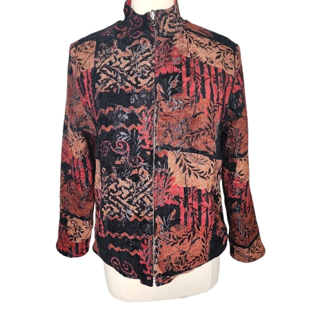Vintage Chico's Celastrus Reversible Jacket Chico Size 1 Red Black - Picture 4 of 16